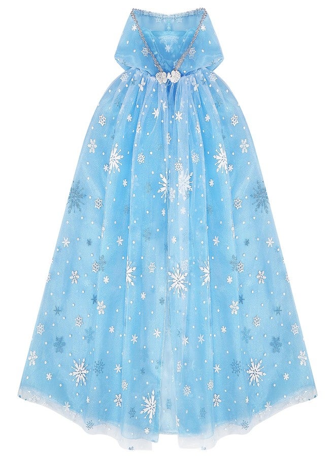 XEPST Princess Cape Princess Cloak for Girls, Princess Hooded Cape Sparkling Snowflake Cape Princess Dress Up Accessories for Halloween Christmas Costume Carnival Birthday Party Cosplay - Image 1
